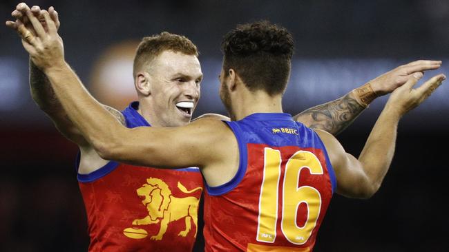 Will Mitch Robinson and Cam Rayner be celebrating like this in the finals? Picture: AAP