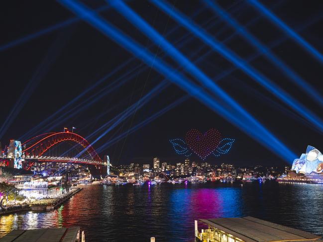 VIVID Sydney 2024. Love is in the air. Drone Show. Picture: NewsWire / Destination NSW