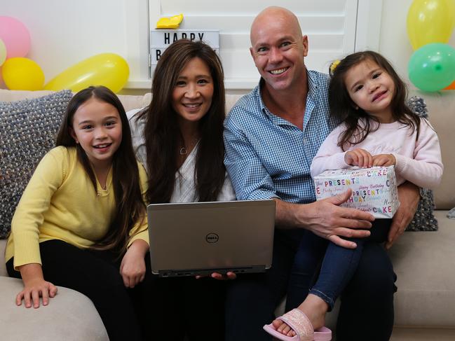 Birthday girl Zara, 9, with her family at Mascot. Picture: Gaye Gerard