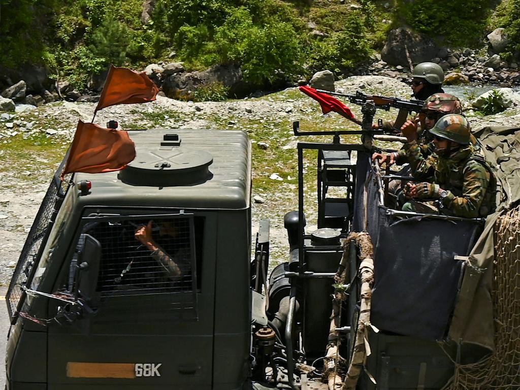 India is sending hundreds of extra troops towards the Chinese border after the deadliest clashes in over 50 years. Picture: AFP