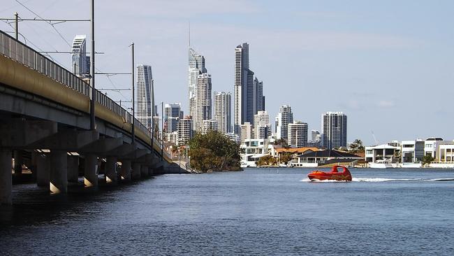 Looking southward across the Nerang River with the Sundale Bridge on the left. Picture: Cynthia Barrow.