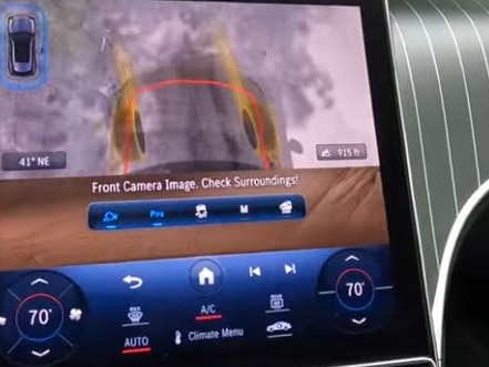 One of the standout features is its ‘transparent bonnet’ – a clever camera system that uses views from the front and side mirror to give drivers a virtual image of what’s beneath the front of the car.