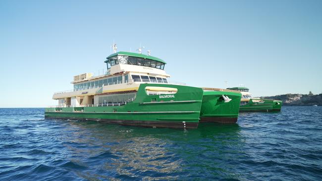 Two of the new Generation 2 Emerald Class ferries that will replace the iconic Manly ferries. Picture: Transport for NSW