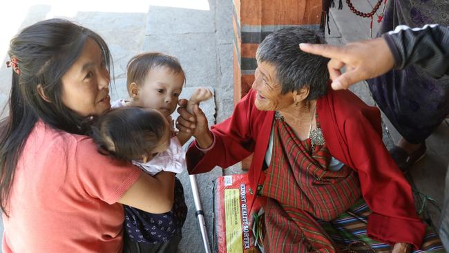 This was Bhumchu's first outing with the twins, as she was worried how they would be received by the public. But there were only blessings and prayers. Picture: Alex Coppel