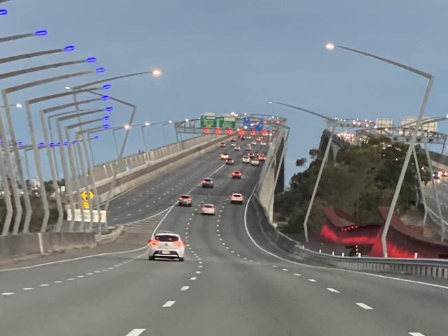 From the passenger seat. Gateway Bridge Brisbane Australia. Picture: Wendy Martin