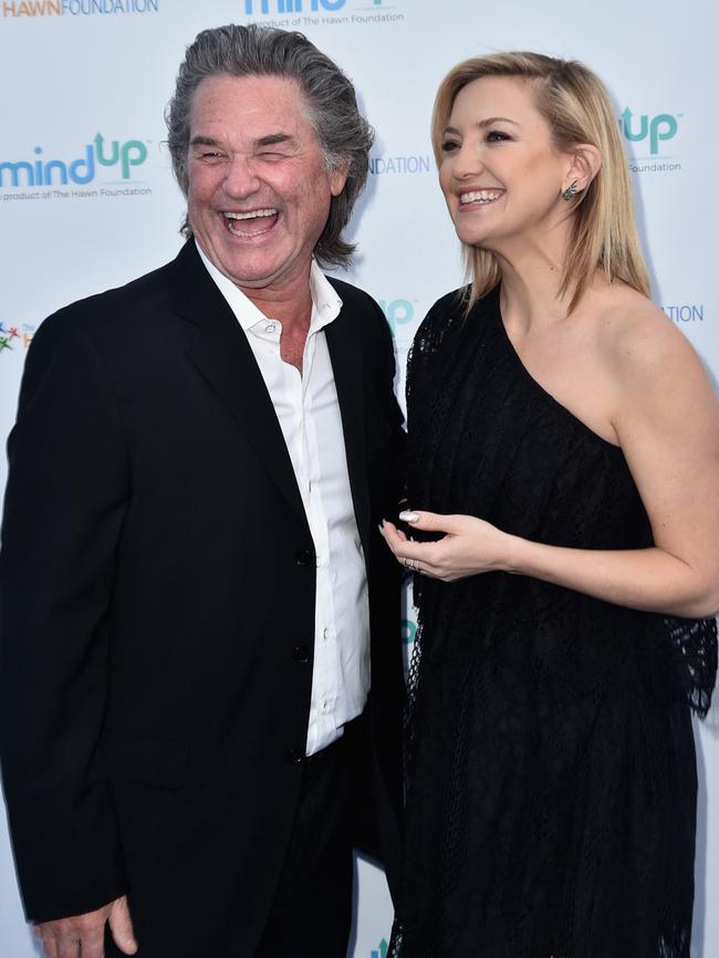 Kurt Russell and his stepdaughter Kate Hudson. Picture: Alberto E. Rodriguez/Getty