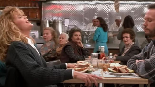 The duo acted out the scene at the famous Katz’s Delicatessen in New York.