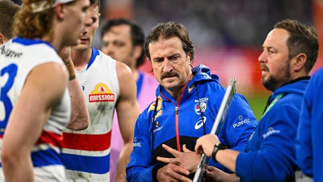 Luke Beveridge was in good spirits at pre-season training. Picture: Getty Images