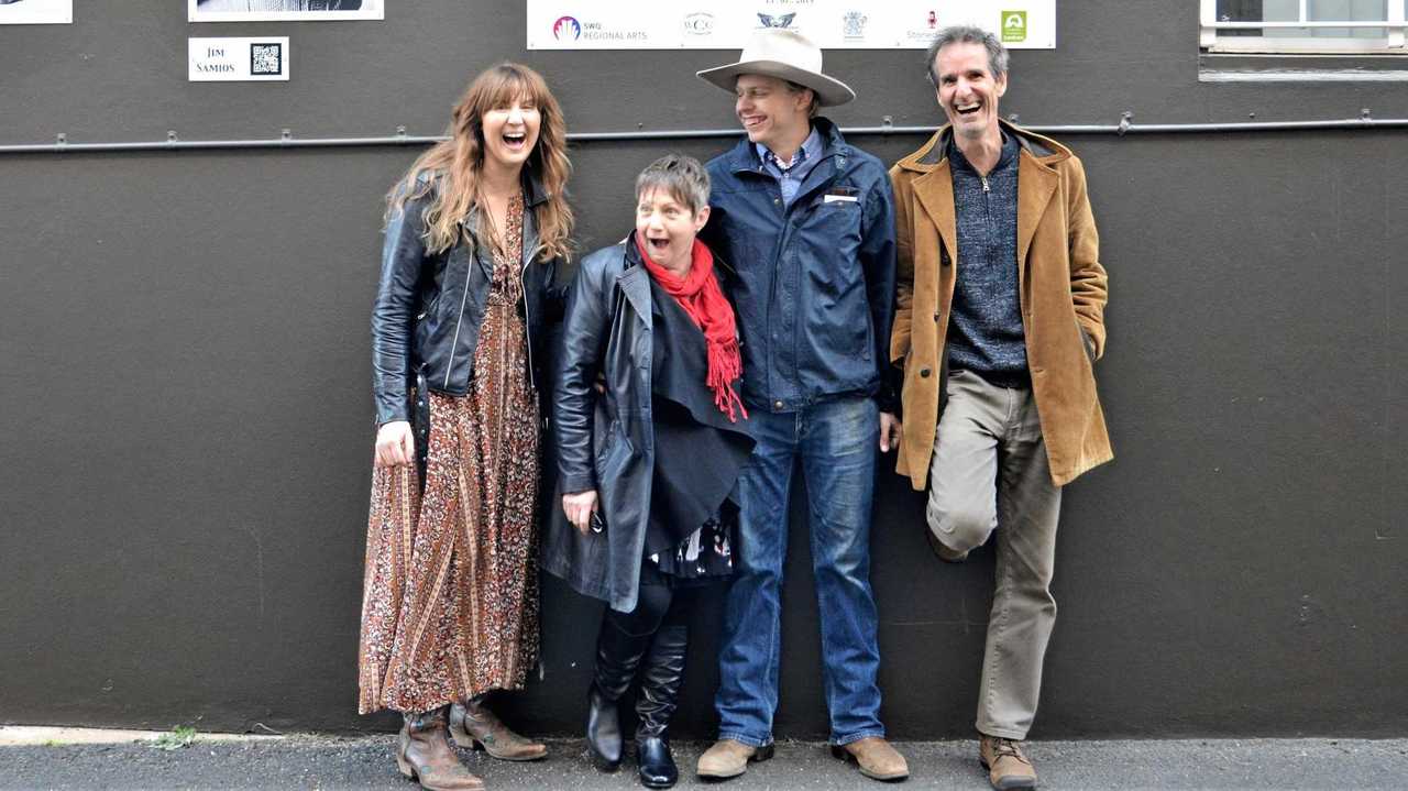 ALL SMILES: The creative collaborators behind the Legend's Laneway, Storm Lahiff, Julia Keogh, Shane Harmond, Hamish Sewell. Picture: Chris Lines