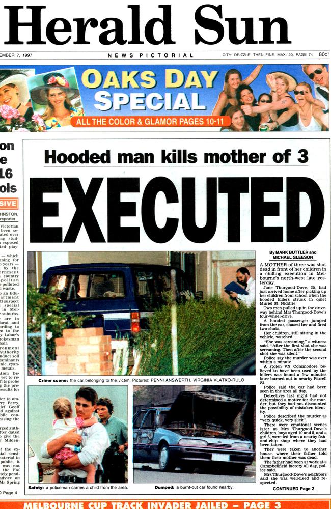 Jane Thurgood-Dove story on the <i>Herald Sun</i> front page, Friday, November 7, 1997.