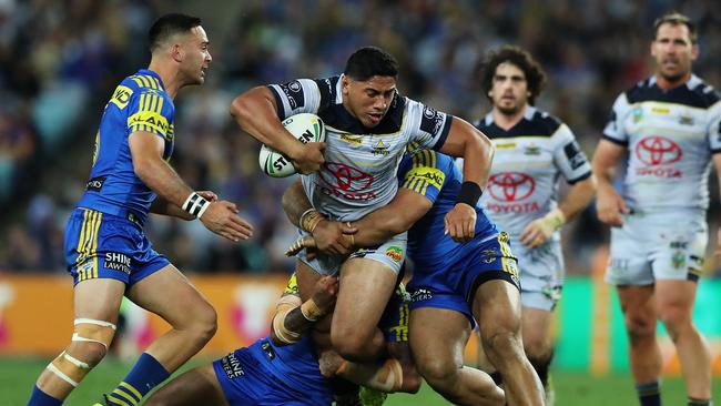 Jason Taumalolo’s power game troubled Parramatta. Picture: Brett Costello