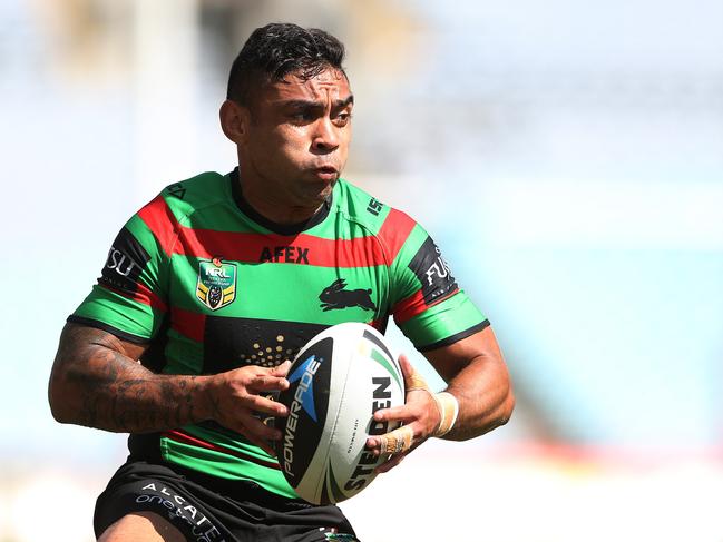 South Sydney's Nathan Merritt on the attack during NRL match South Sydney Rabbitohs v Canberra Raiders at ANZ Stadium. Picture: Phil Hillyard