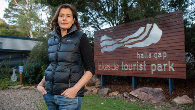 Josephina McDonald owns Halls Gap Lakeside Tourist Park. Picture: Jason Edwards