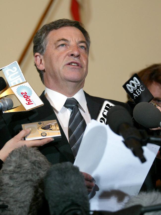 Robert Hill as then defence minister holds a press conference in 2005. Picture: Toby Zerna