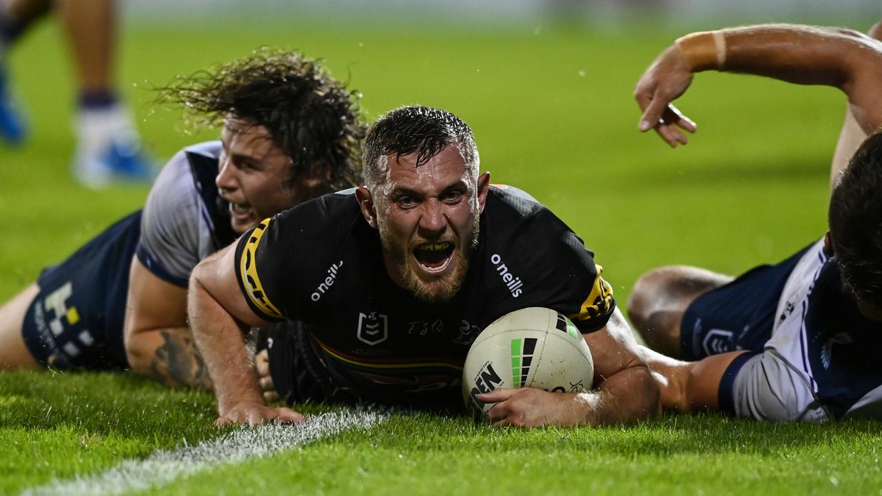 Kurt Capewell celebrates his match-winning try. Picture: Grant Trouville