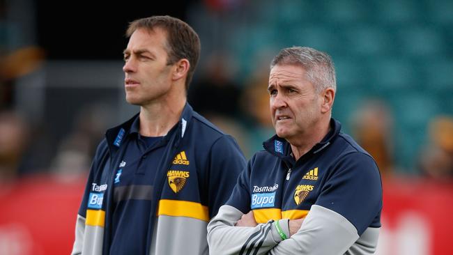 Alastair Clarkson and Chris Fagan. (Photo by Adam Trafford/AFL Media/Getty Images)