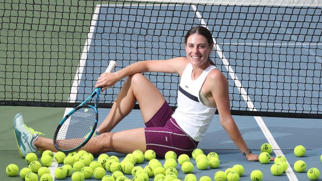 Gold Coast top tennis player Kim Birrell training at Queens Park in Southport before the start of the Australian tennis sunmmer. Picture: Glenn Hampson.