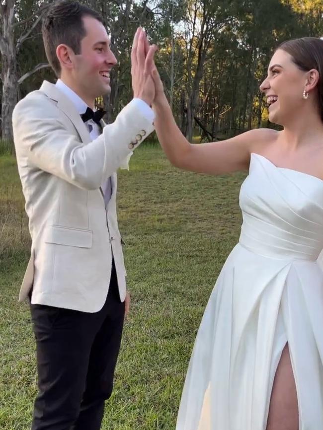 Mitchell Gaffney and Madeline Edsell celebrate their nuptials.