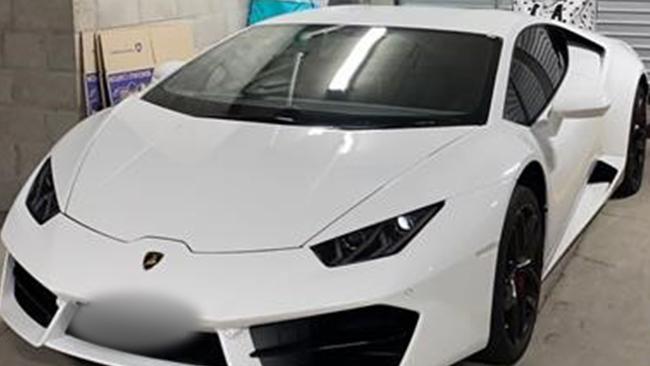 The Lamborghini supercar seized from Ashley Rake, who has been released on bail. Picture: Supplied NSW Police Force