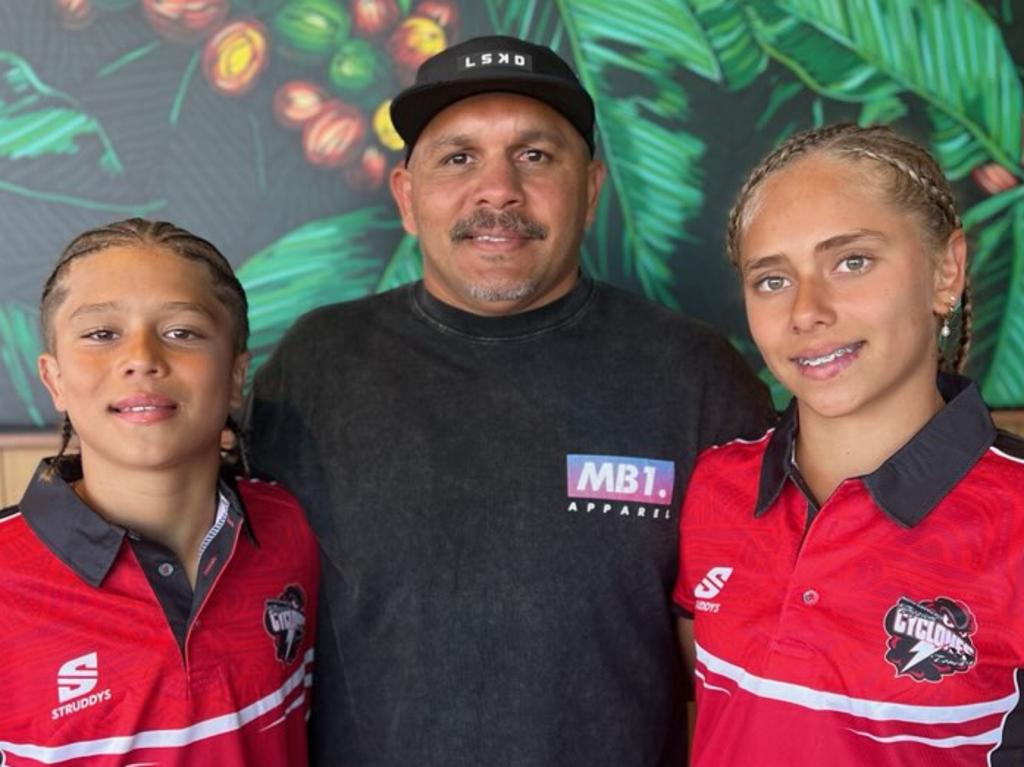 Matt Bowen with children Matthew Jr (left) and Diaz Bowen (right) in 2023. Picture: Supplied.