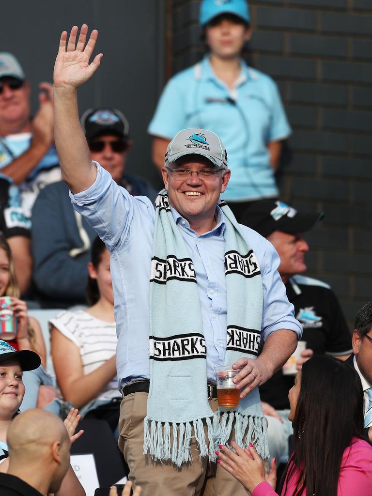 The prime minister at Shark Park for round 10 against Manly last year. Picture: Matt King/Getty Images