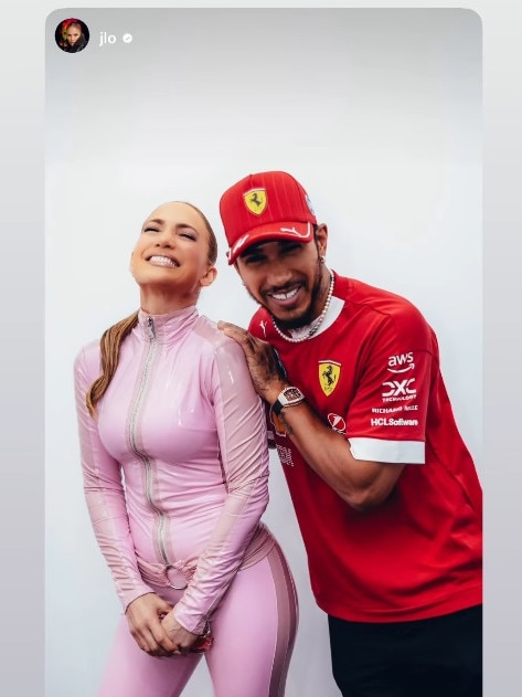 Jennifer Lopez and Lewis Hamilton posed together in Jeddah. Photo: Instagram, Jennifer Lopez.