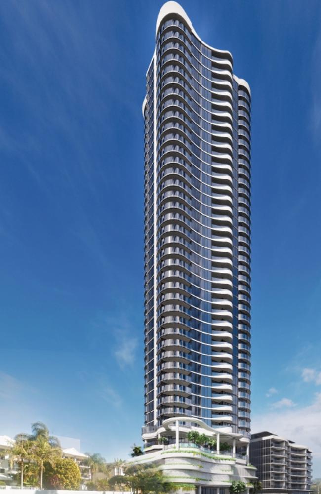 Artist impression of a 41-storey tower planned for Chelsea Ave, Broadbeach by Raptis