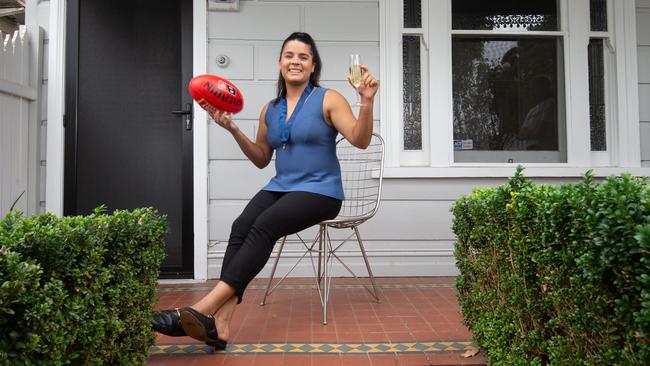 AFLW best and fairest winner Madison Prespakis received her medal at home due to coronavirus restrictions. Picture: Tony Gough