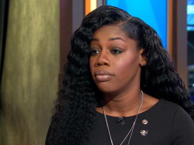 Myeshia Johnson, La David Johnson’s widow, tells of her hurt over the President’s call during an interview on Good Morning America. Picture: ABC News/AP