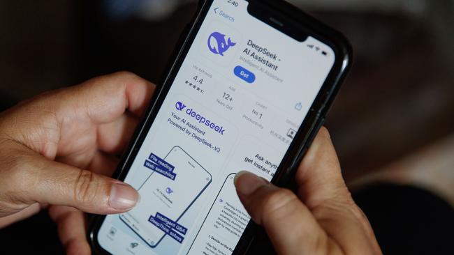 SYDNEY, AUSTRALIA - NewsWire Photos JANUARY 29, 2025: A person looks at downloading the Deepseek AI app on a smartphone. Picture: NewsWire / Nikki Short