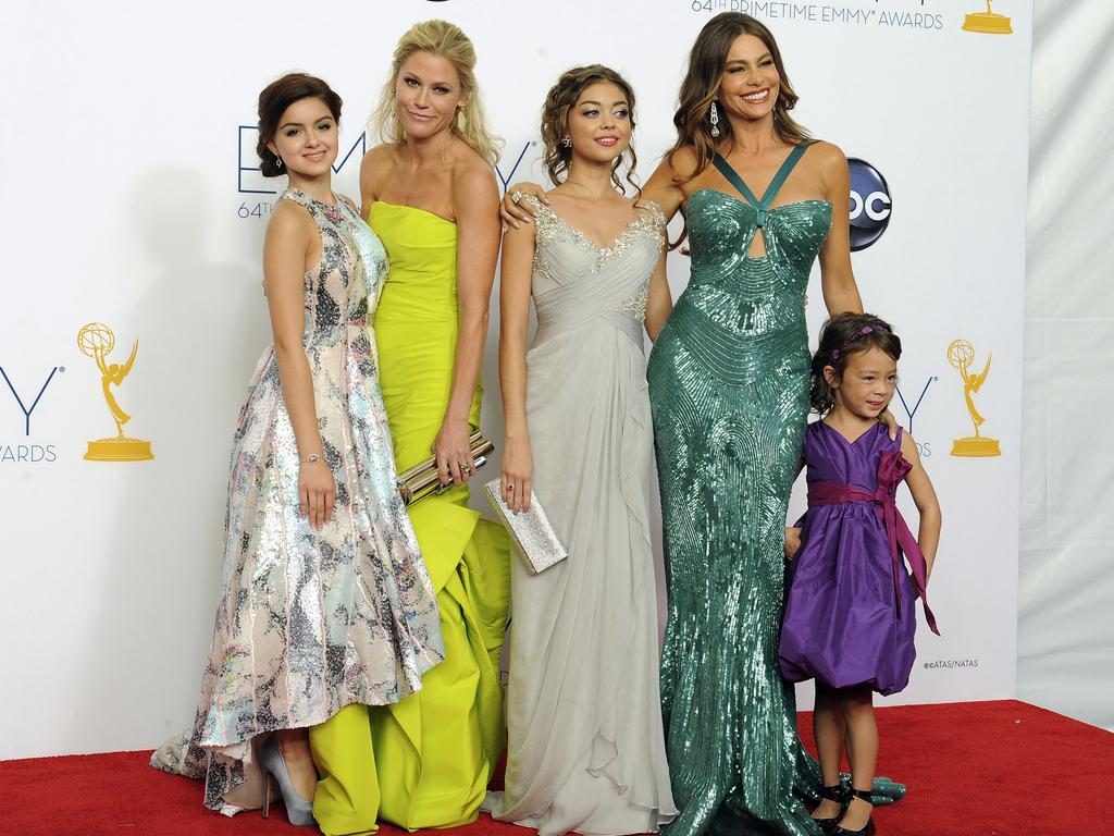 Modern Family stars Ariel Winter, Julie Bowen, Sarah Hyland, Sofia Vergara, and Aubrey Anderson-Emmons at the Emmys in 2012. Picture: AP