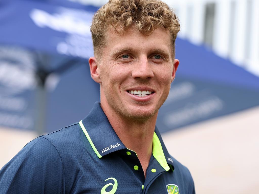 Nathan McSweeney addresses the media ahead of the First Test. Picture: Paul Kane/Getty Images