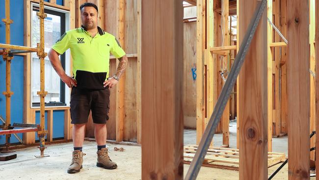 Victorian Mark Anthony in his half built Porter Davis house in Mitcham. Picture: Ian Currie