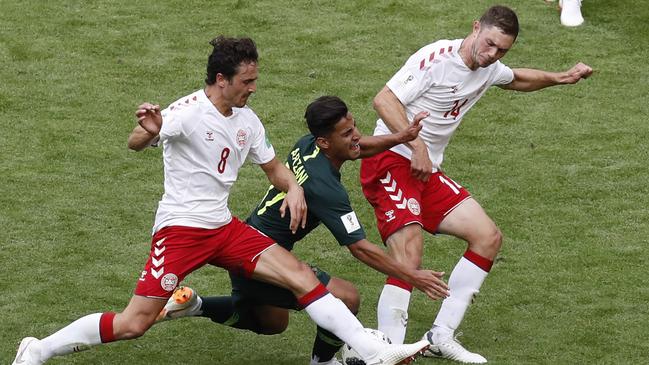 Daniel Arzani came on late and nearly turned the game for Australia. Picture: AFP.