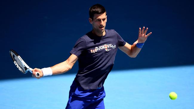 Novak Djokovic headed straight to the tennis courts after the Federal Circuit Court ruled he could stay. Picture: William West/AFP