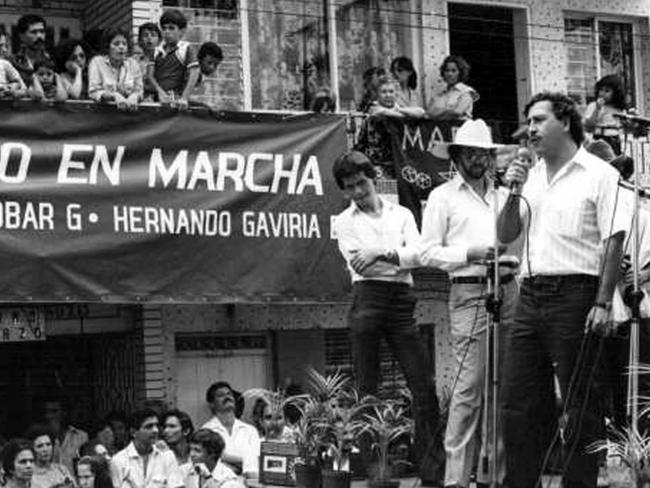 Escobar speaks at a rally during a political campaign. He was elected by rejected by his peers, which triggered more mass murders.