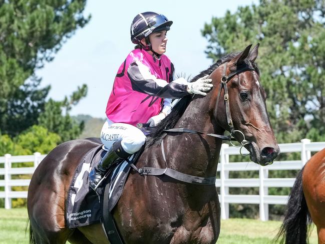 Melea Castle returns to the mounting yard aboard Sponge Bob after winning the Big Event Picnic Table Plate at Mornington Racecourse on January 01, 2025 in Mornington, Australia. (Photo by George Sal/Racing Photos via Getty Images)