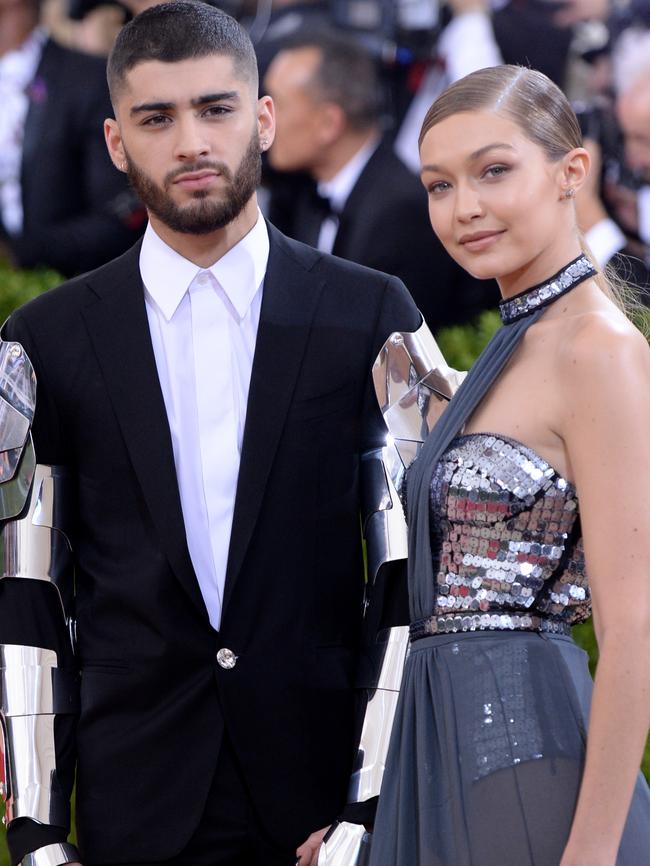 Zayn Malik, left, and Gigi Hadid arrive at The Met Gala.  Picture:  AP