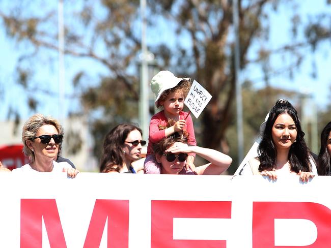 About 250 joined the climate emergency protest at Parliament House. Picture: Kym Smith