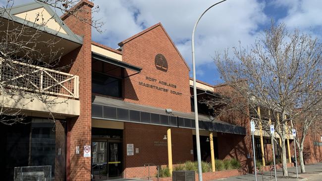 Steven Dean Lockwood appeared in the Port Adelaide Magistrates Court after holding a knife to a woman’s throat. Picture: Kaysee Miller