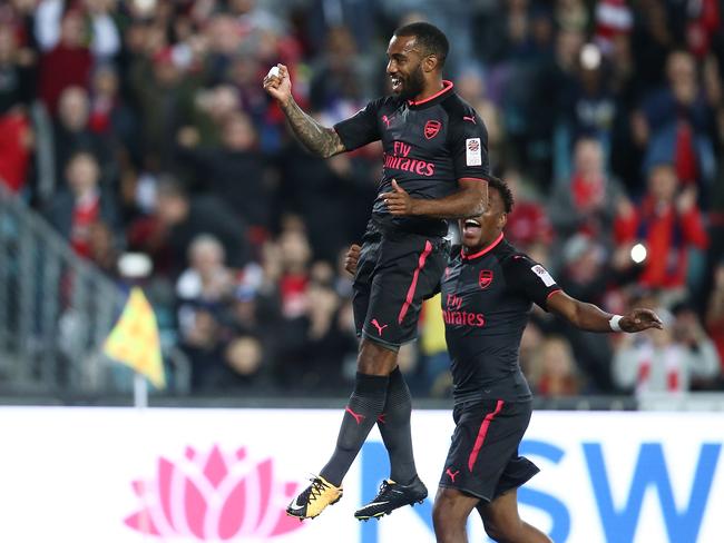 Alexandre Lacazette of Arsenal celebrates.