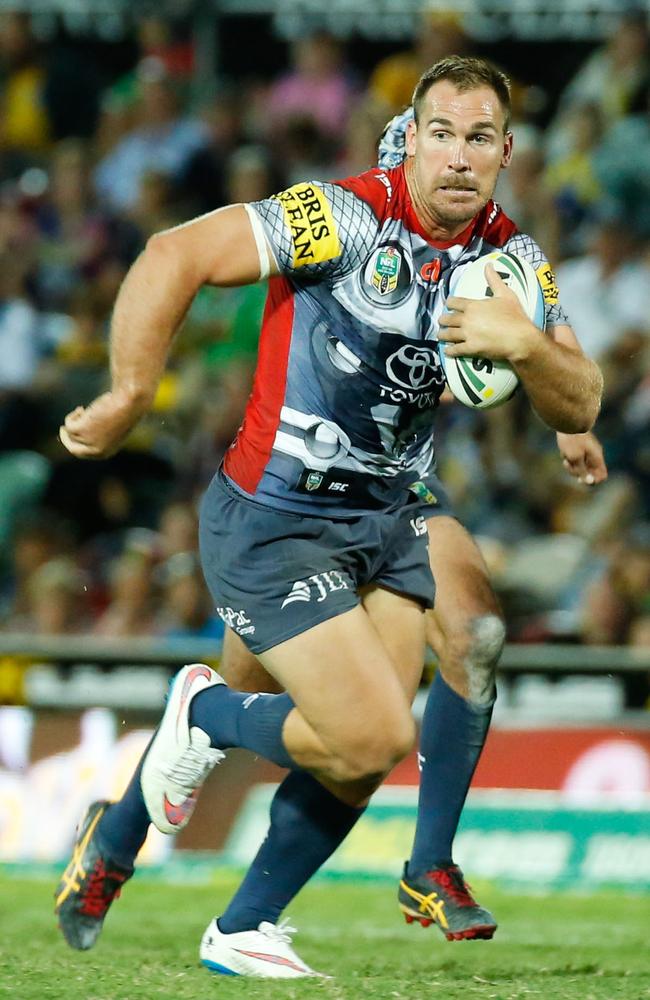 Cowboys Scott Bolton runs with the ball against the Raiders.