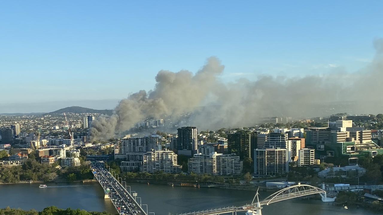 The blaze has spread through a number of buildings.