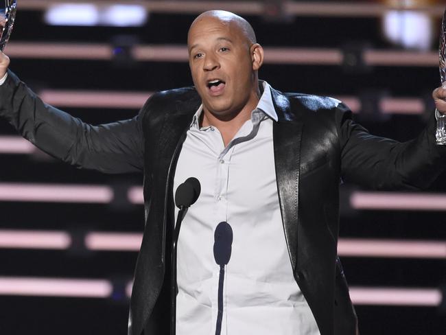 Vin Diesel accepts the award for favorite movie for “Furious 7” at the People's Choice Awards at the Microsoft Theater on Wednesday, Jan. 6, 2016, in Los Angeles. (Photo by Chris Pizzello/Invision/AP)