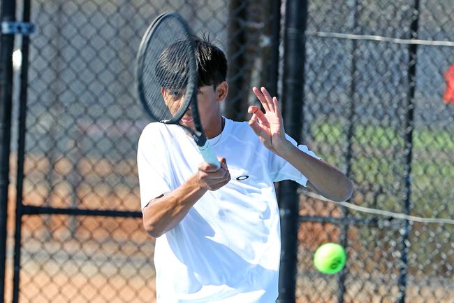 Action from the International Tennis Federation junior tournament at KDV on the Gold Coast. Picture: Tertius Pickard