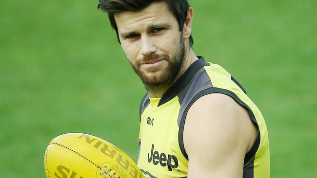 Richmond training at Punt Rd, Trent Cotchin at training. 12th May 2016. Picture: Colleen Petch.
