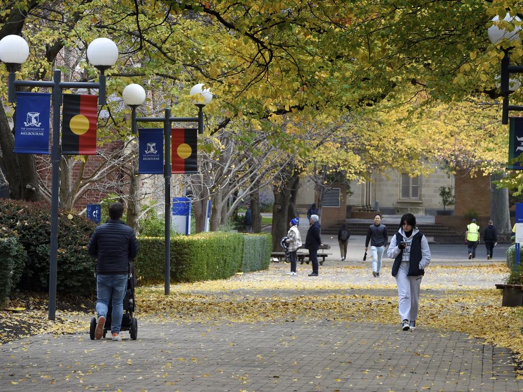 People walk through the University of Melbourne. Picture: Andrew Henshaw/NCA NewsWire