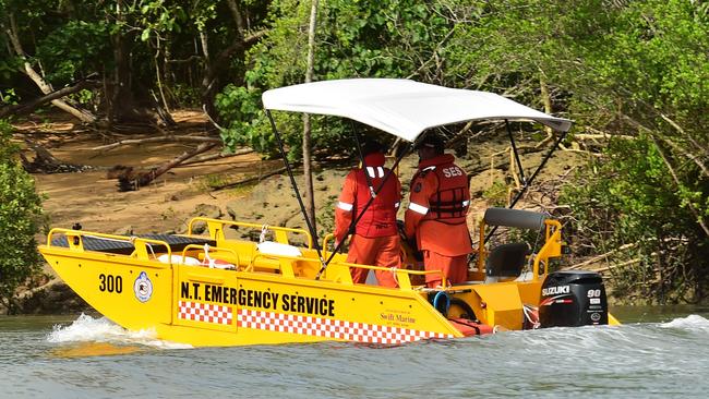 The NTES showed off the capabilities of their new flood boat at Buffalo Creek. Picture: Supplied