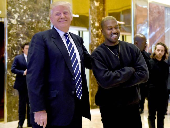 Singer Kanye West and US President Donald Trump speak with the press after their meetings at Trump Tower in New York. West has missed key deadlines regarding his campaign. Picture: AFP