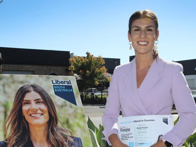 Anna Finizio - Liberal Party - at pre-polling on the final day before Dunstan by-election. 22 March 2024. Picture Dean Martin